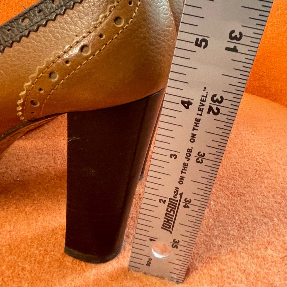 Juicy Couture Tan Leather Mary Jane Platform Y2K Block Heels VTG 90s Italy 6.5. - Picture 6 of 11